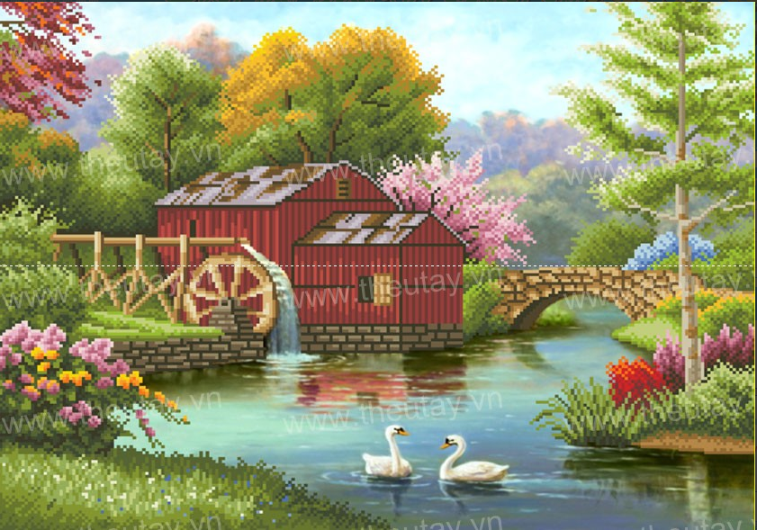 [HCM]Tranh Đính Đá ABC 3D Ngôi Nhà Hạnh Phúc LV044 (tranh tự đính) kt:77x60cm