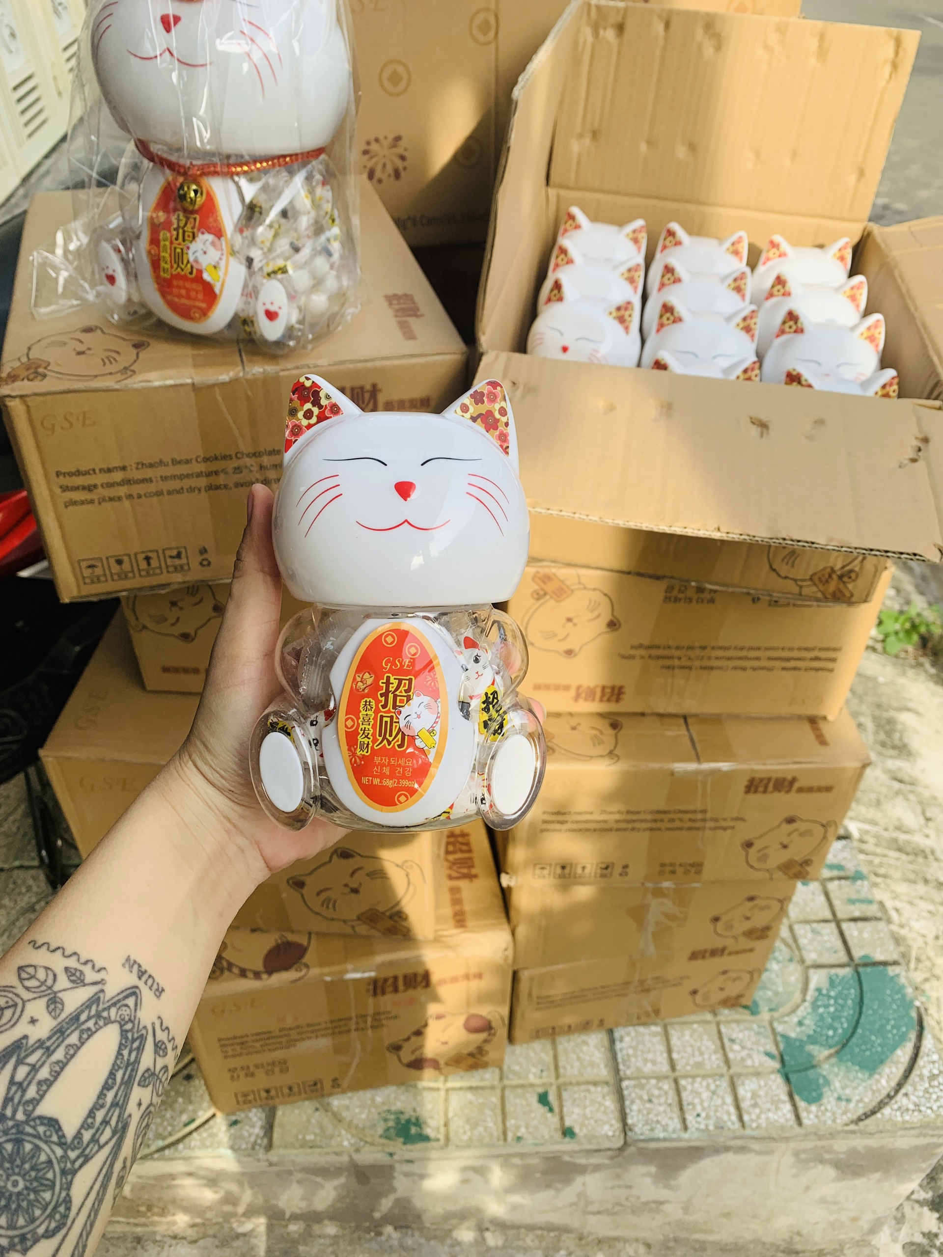 Kẹo Socola Mèo Thần Tài Nhỏ/Lớn (hủ đựng tiền)