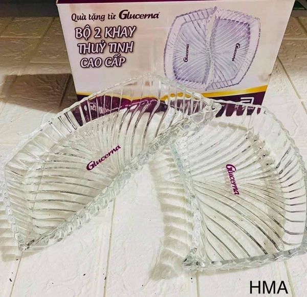 BỘ 2 KHAY THUỶ TINH CAO CẤP QUÀ GLUCERNA