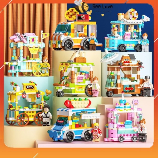 [Mới Hot] Đồ chơi lắp ráp mô hình xe bán hàng rong nhiều mẫu BL101, lego xếp hình vui nhộn cho bé trai bé gái sáng tạo BeeLove