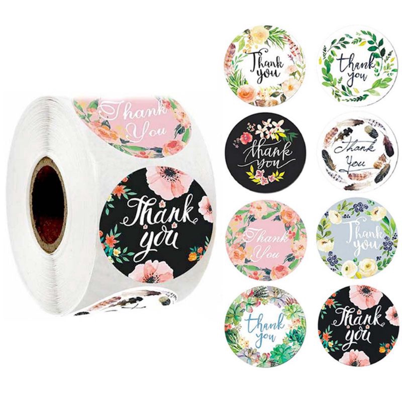 Cuộn 500 nhãn dán sticker thank you nhiều mẫu tiện lợi