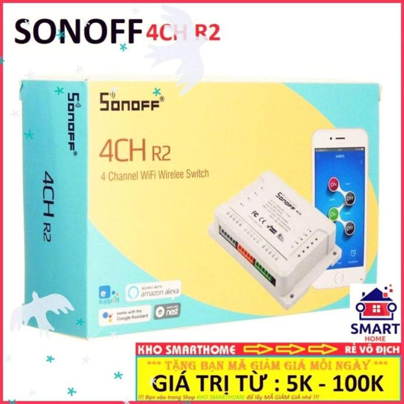 Công tắc thông minh Sonoff 4CH R2 điều khiển từ xa qua WIFI, 3G, 4G