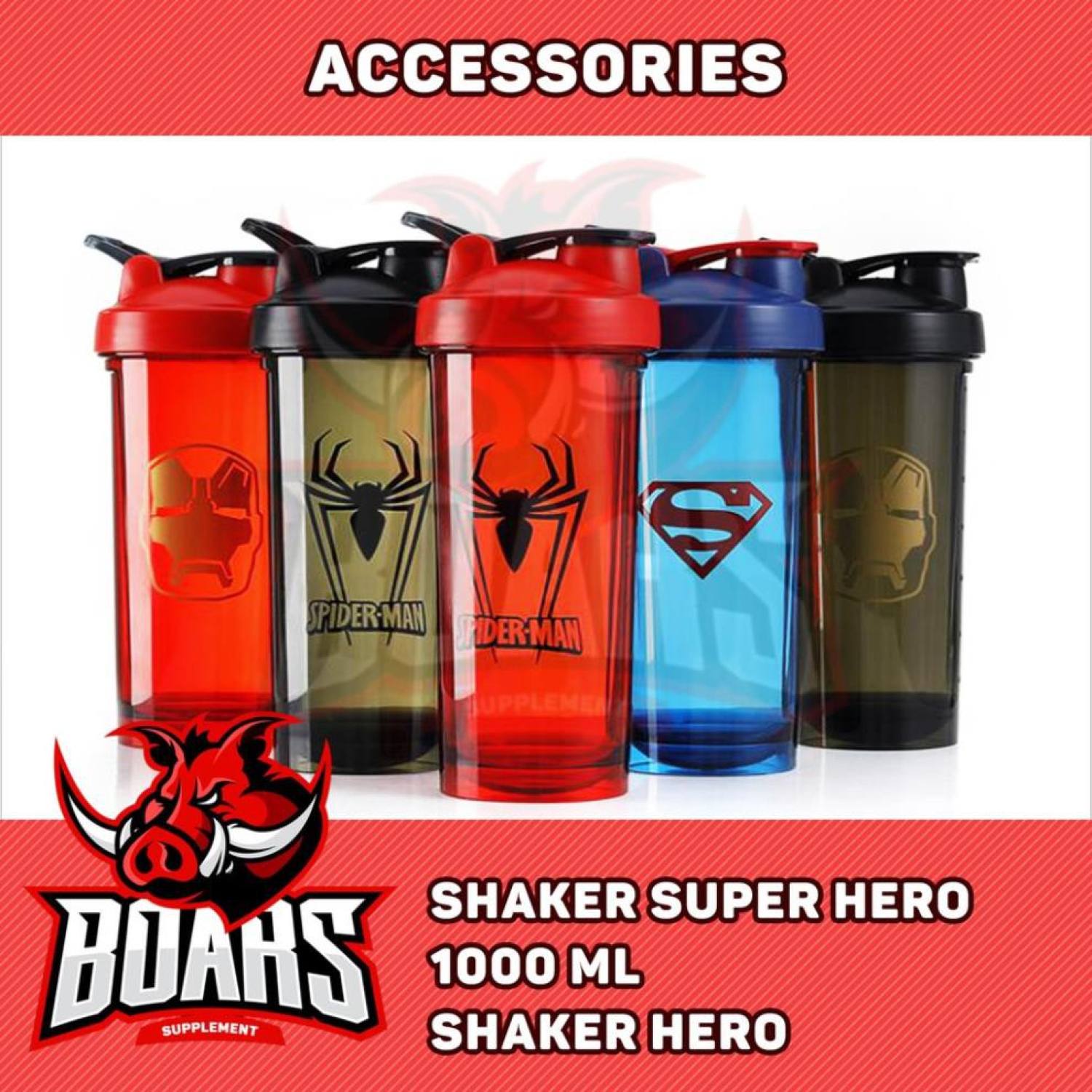Shaker bình lắc thể thao siêu anh hùng - dung tích đầy bình