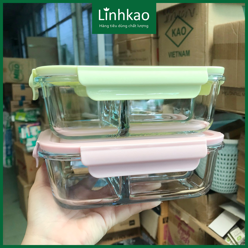 Hộp thủy tinh 3 ngăn dung tích 1L
