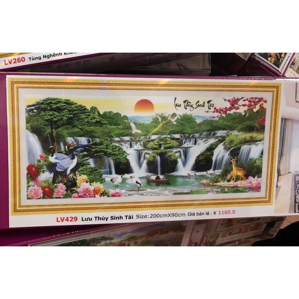 Freeship tranh đính đá phong cảnh lưu thủy sinh tài. kích thước: 1m2 x 55cm - 1m6 x 75cm