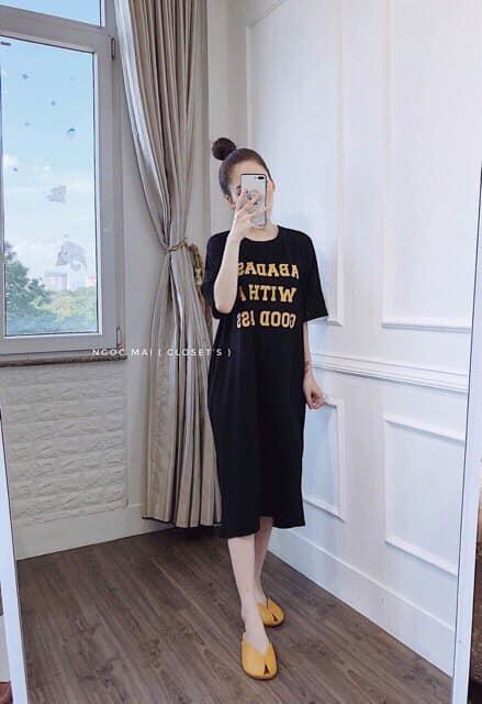 [MeBeBin] Váy Suông Xoắn Lưng in Chữ