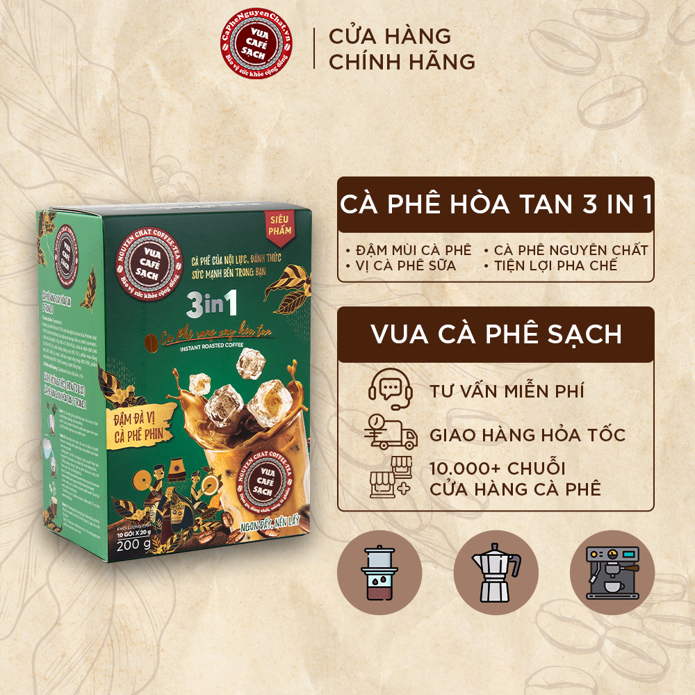Cà phê hòa tan cao cấp 3 in 1 hương vị nguyên chất, đậm đà vị cà phê phin, nồng nàn hương sữa