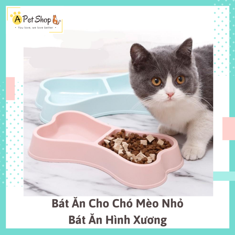 (Có Clip) Bát Ăn Đôi Cho Chó Mèo Nhỏ - Bát Ăn Đôi Hình Xương - A Pet Shop