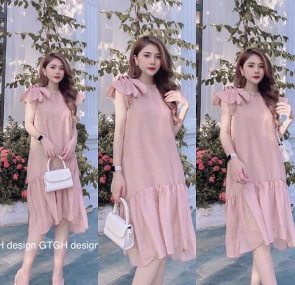 Váy bầu thời trang thiết kế M151 chất lụa hoa freesize từ 45 đến 70kg