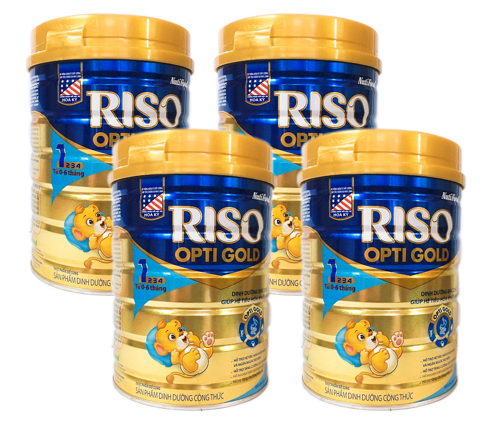 COMBO 4 LON sữa RISO OPTI GOLD 1 400g  HSD 11_2022