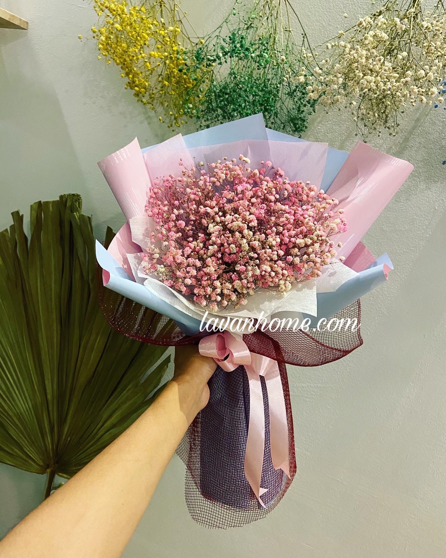 Bó hoa khô baby hồng (nhiều màu)