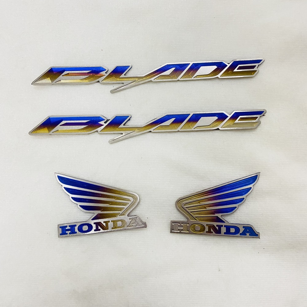[CHUYÊN TEM TITAN XE MÁY] COMBO CẶP tem xe máy chữ tên xe WAVE BLADE VÀ cặp CÁNH CHIM WINGS chất liệu TITANNIUM keo dán 3M dán trang trí xe máy siêu chất siêu cute, dán ốp sườn xe, hông xe như zin