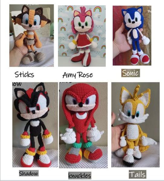 Thú bông, Sonic, Amy Rose, Sticks, Shadow, Knuckles, Tails