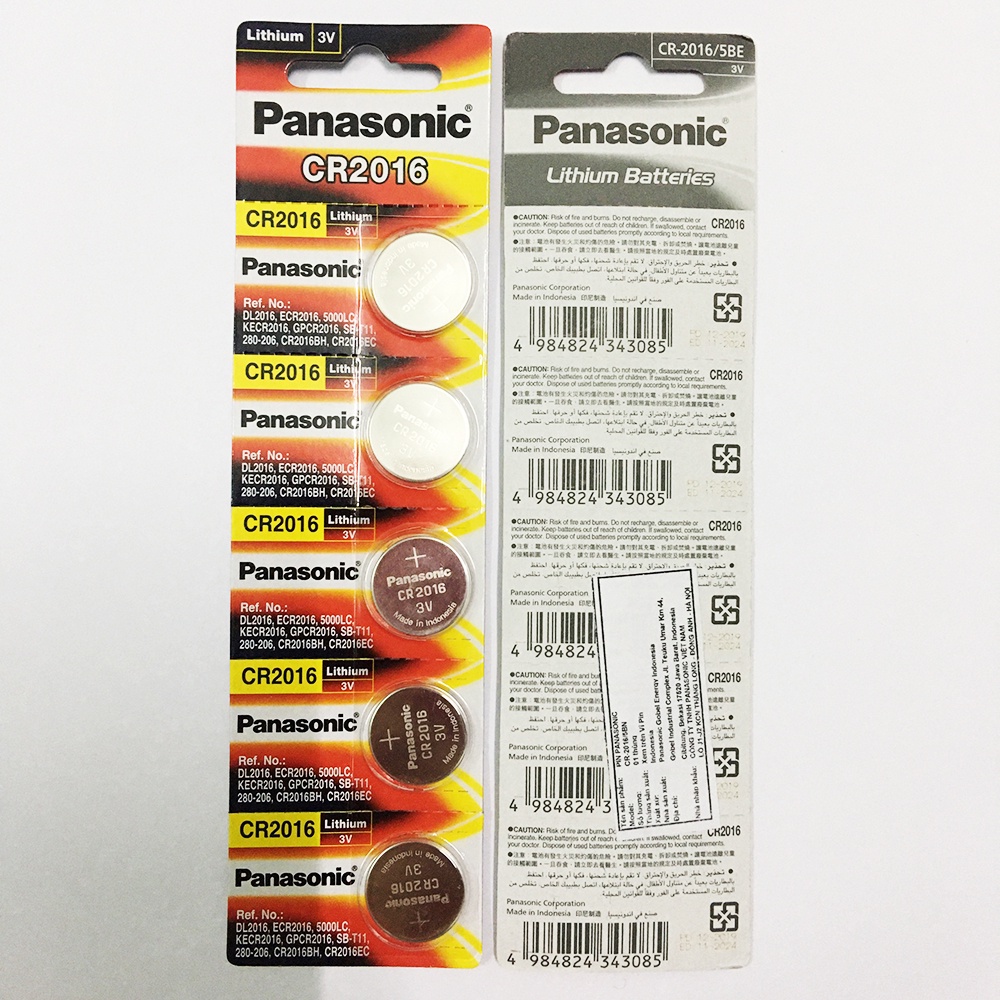 Combo 5 viên pin CR2016 Panasonic Lithium 3V chính hãng