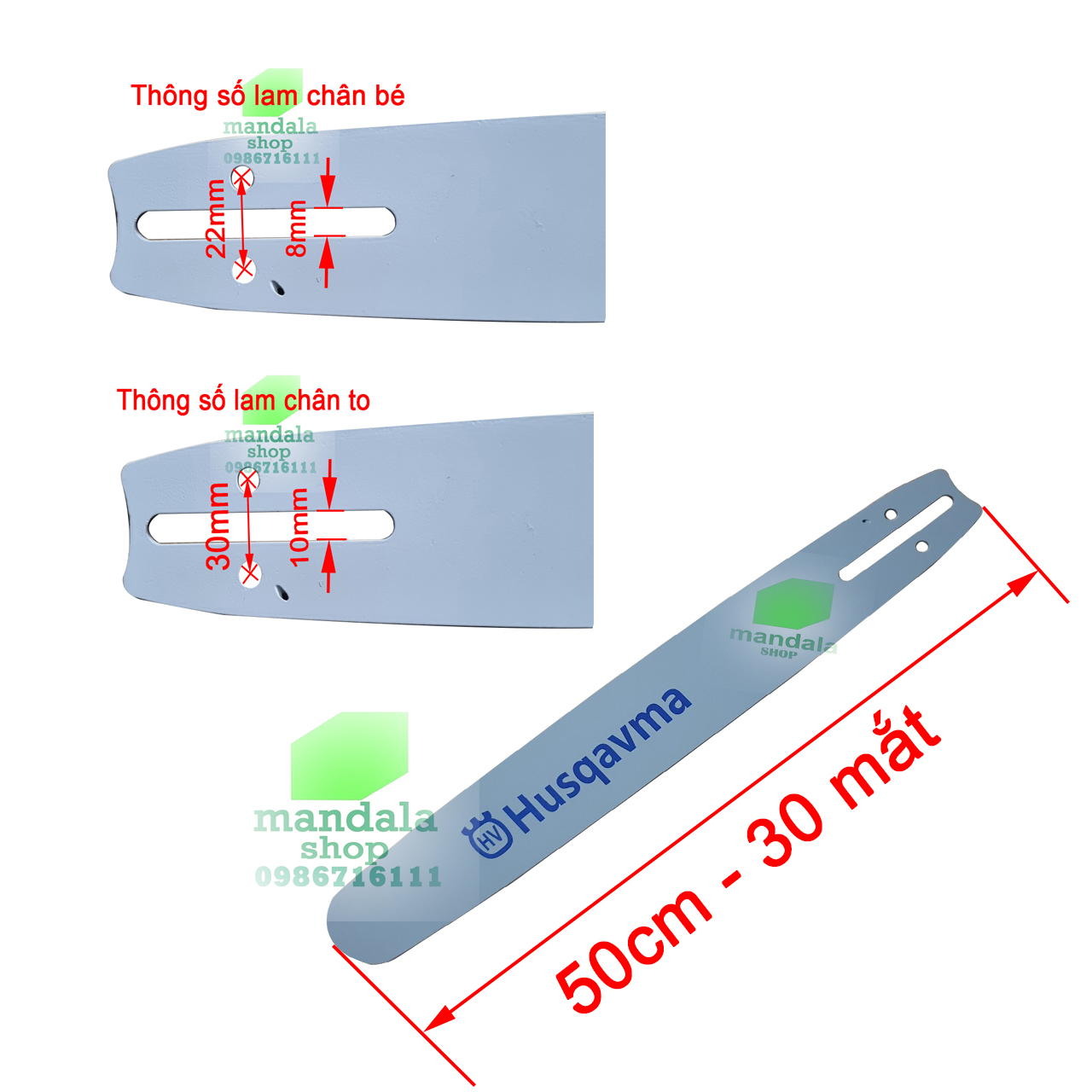 LAM MÁY CƯA XĂNG DÀI 16″- 40CM(50CM) - xích 30 mắt tương ứng