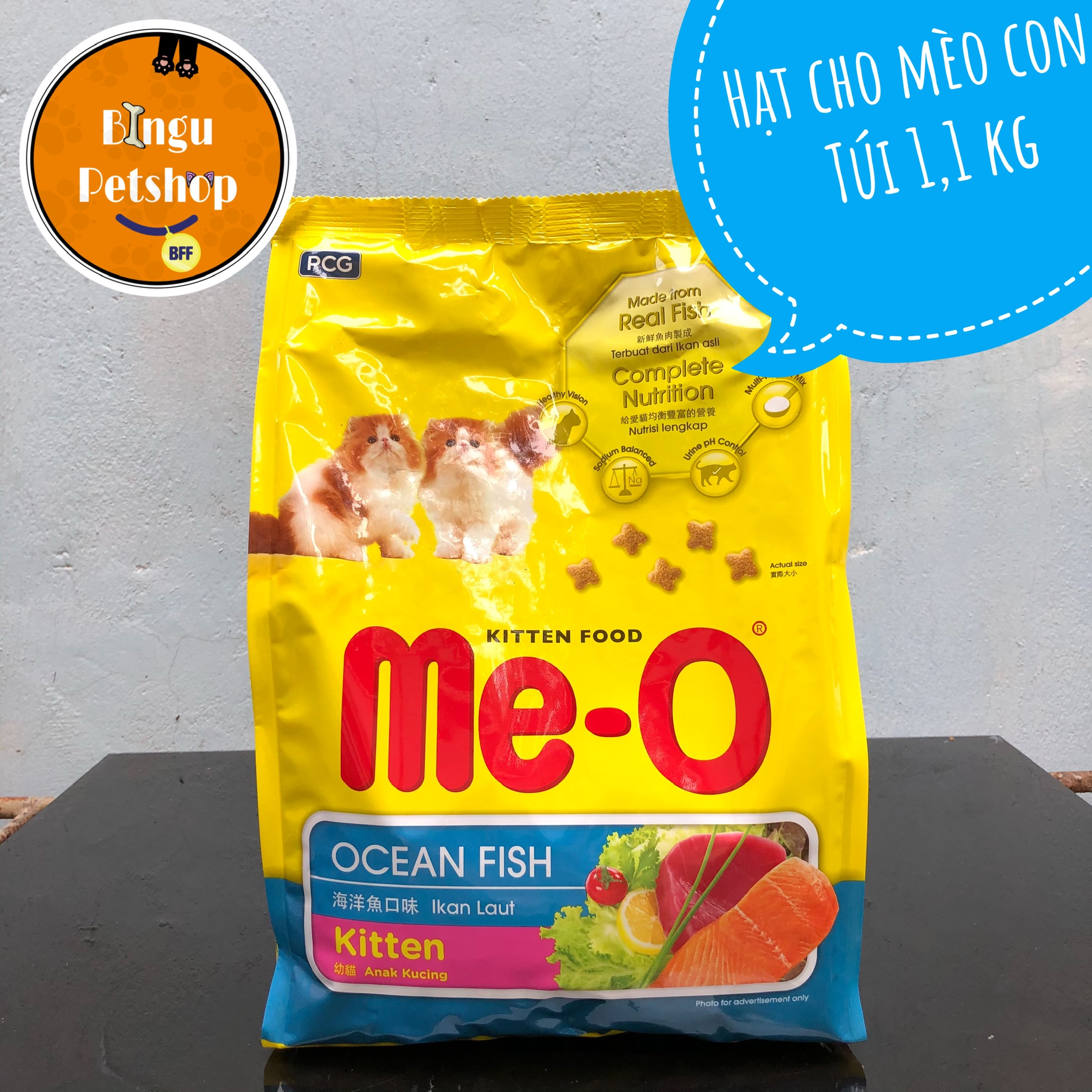 Thức ăn hạt cho mèo con 1,1kg me-o kitten ocean fish