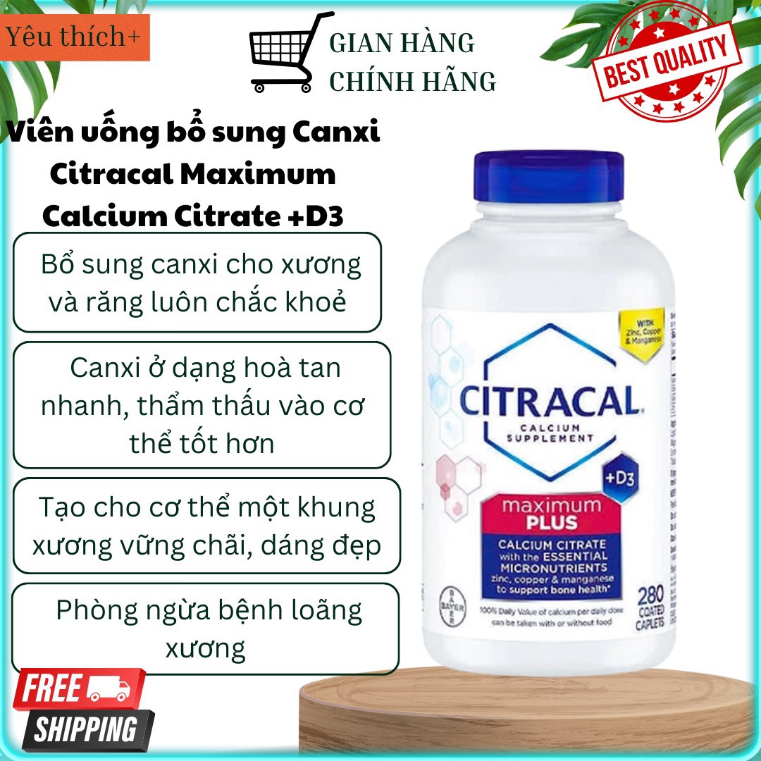 Viên uống bổ sung canxi Citracal Maximum Calcium Citrate 280 viên của Mỹ
