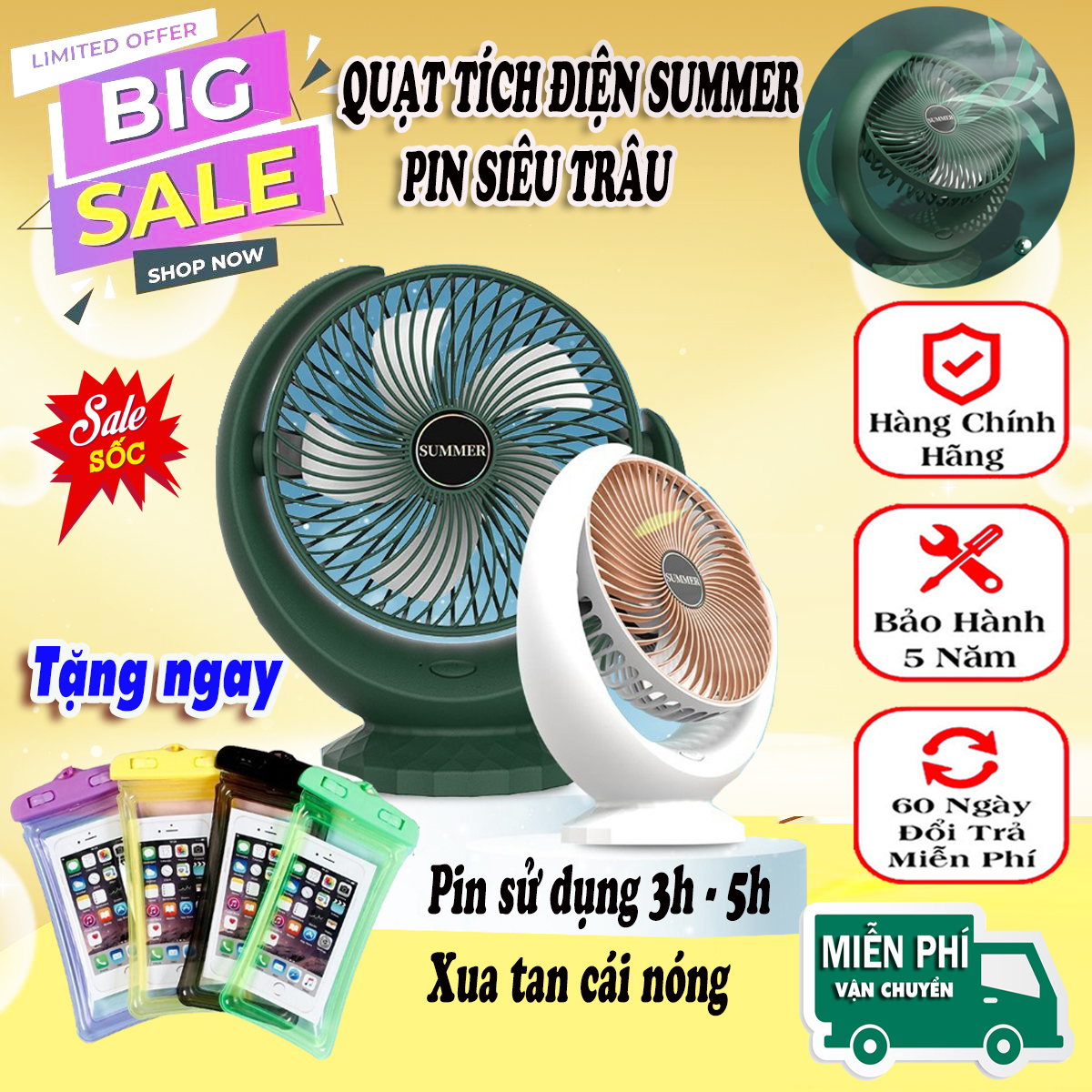 Quạt để bạn mini sạc pin tích điện loại tốt pin trâu cỡ lớn, Quạt tích điện mini Summer, Quạt điện giá rẻ, Máy làm mát cho ngày hè 3 chế độ gió nhỏ gọn, tiện lợi mang theo người.