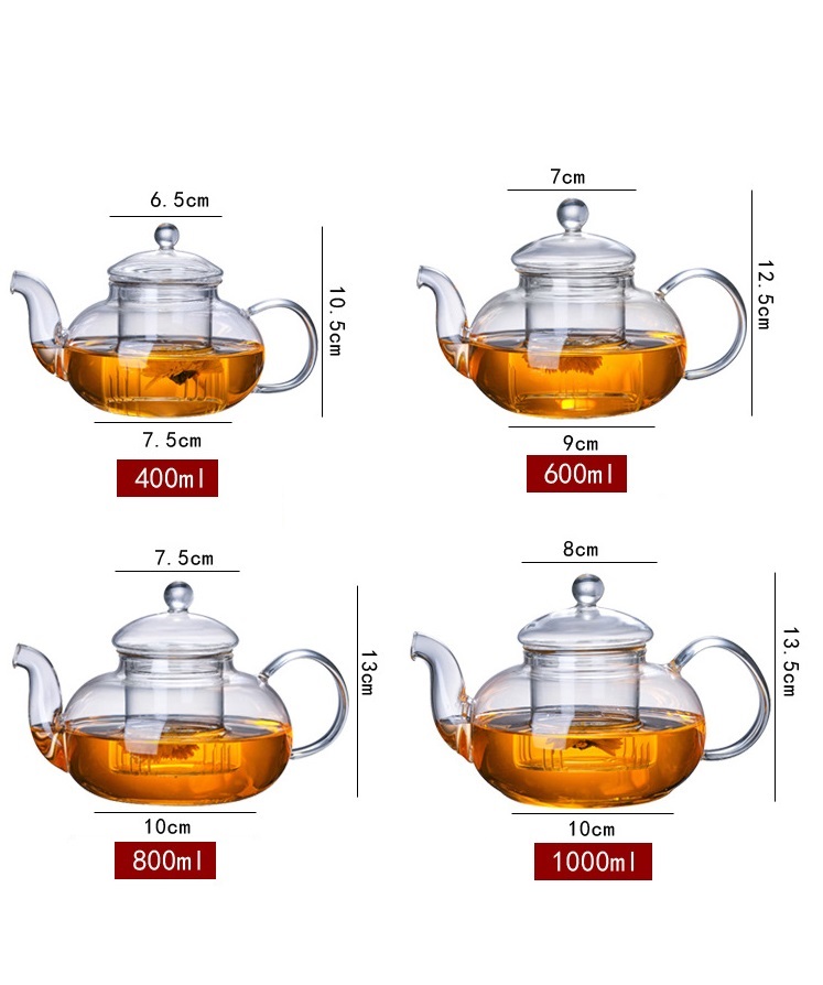 Ấm Thủy Tinh Pha Trà có lõi lọc (250 - 800 ml)