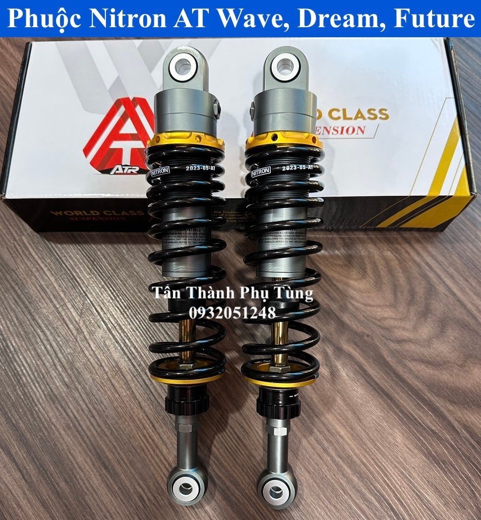 Phuộc nitron at gắn wave, dream, future đen ty vàng chân cao, bh 6 tháng tân thành pt