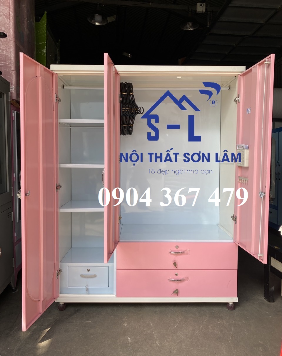 Tủ sắt quần áo 3 cánh - Tủ Trung hưng cao cấp tháo ráp được