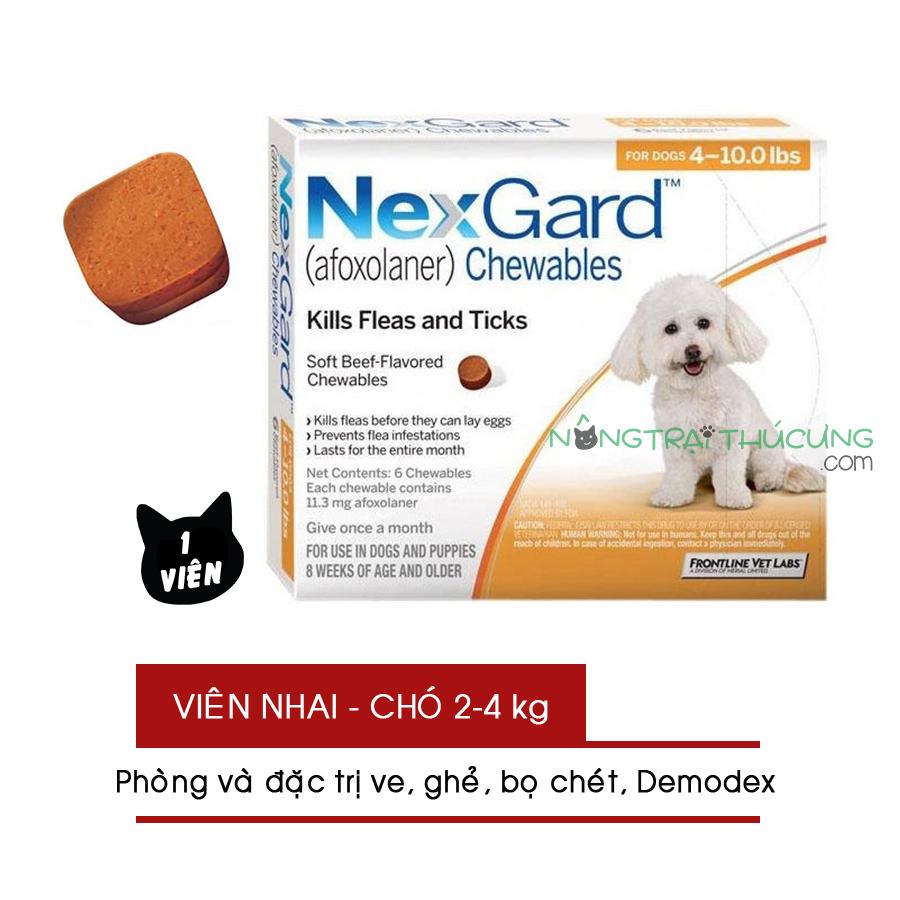 Viên Nhai NexGard (01 Viên) Viêm Da, Ve, Ghẻ, Bọ Chét Trên Chó (2-4kg) - Nông Trại Thú Cưng