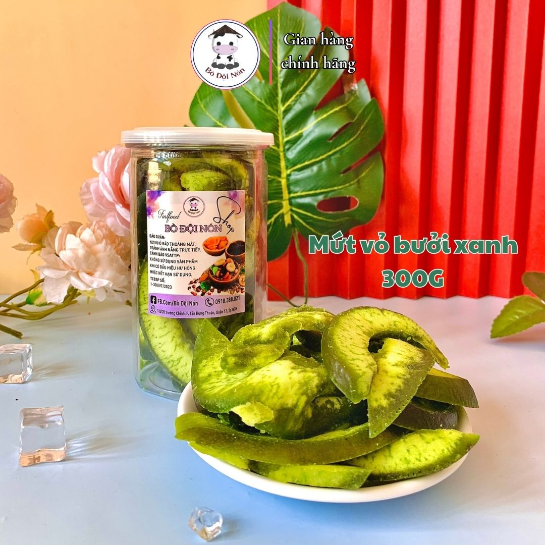 Mứt vỏ bưởi xanh 300gr bò đội nón
