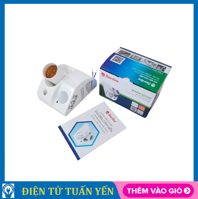 Đui đèn cảm biến Rạng Đông ĐCB01.PIR đui E27 công suất 300W, cảm ứng bật tắt khi có người di chuyển - Hàng chính hãng