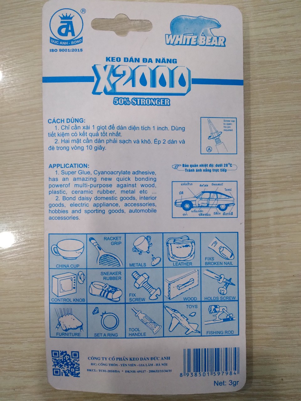 Keo dán đa năng X2000 siêu dính, xuất xứ từ Thái Lan.
