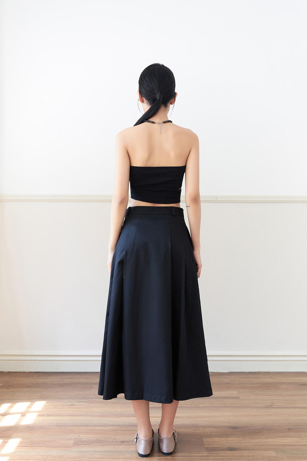 DOTTIE - Chân váy midi xếp ly - S0155
