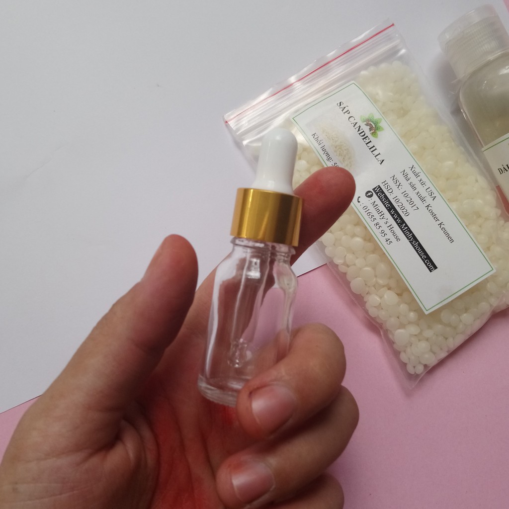 Chai thủy tinh trong nắp bóp vàng 10ml