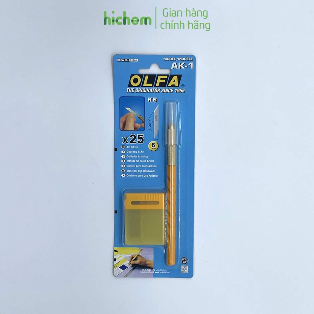Dao Trổ OLFA AK-1 Cấu Trúc Gọn Nhẹ, Cán Có Khía, Cắt Chính Xác Tuyệt Đối 25 Lưỡi Đi Kèm - KM Keo Epoxy A/B Siêu Dính