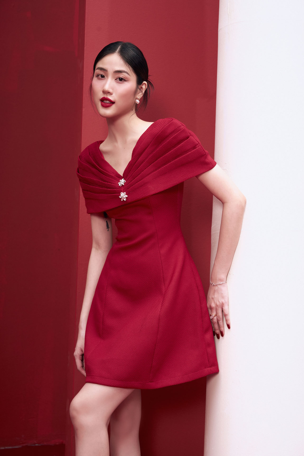 RẬP - Đầm Cổ V Trễ Vai Thân Xòe - XMAS 13