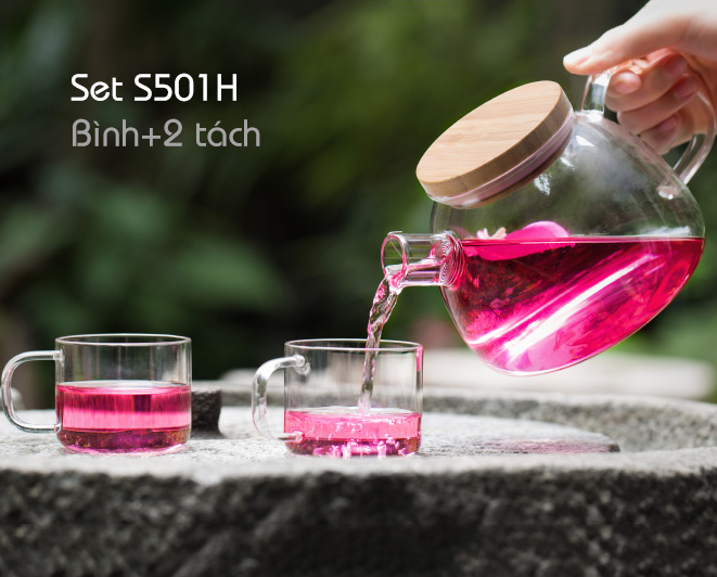 Bộ bình lọc trà thủy tinh Samadoyo NA923 900ml (Bình + 2 tách 150mL)