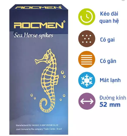 Bao Cao Su Siêu Gai Cao Cấp Rocmen Cá Ngựa Xanh Hộp 10 Chiếc