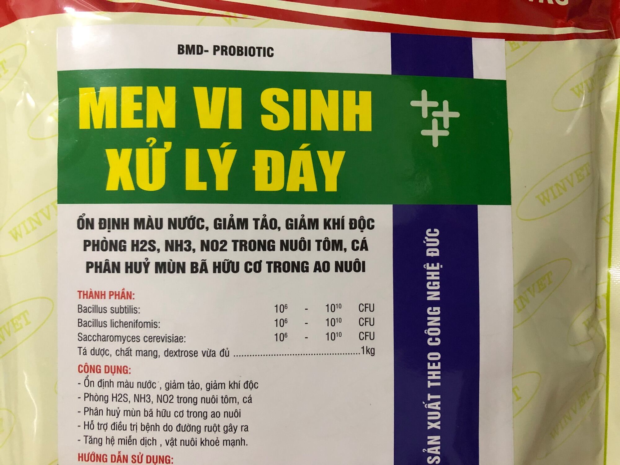 Men vi sinh xử lý đáy ao hồ 1kg. phân hủy thức ăn và phân tôm cá ốc làm sạch nước cân bằng pH