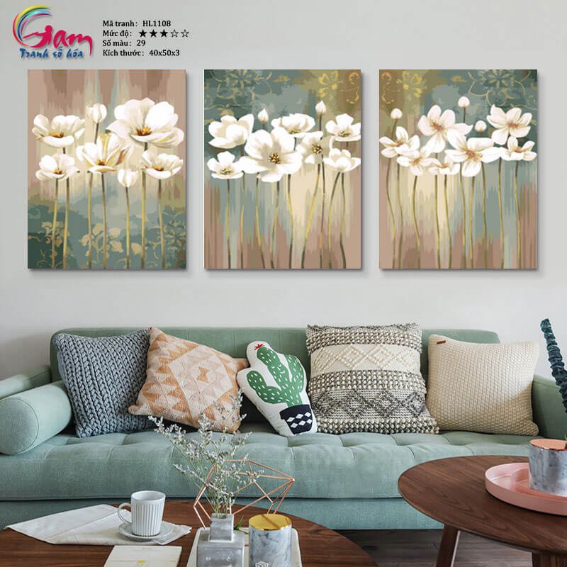 DIY Paint by numbers kit with frame for adults White apricot flowers Painting For Wall Decor New Hobby And meaningful gift  HL1108