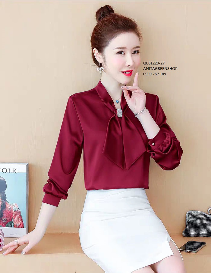 Q061220  ÁO SƠ MI NỮ PHI LỤA CAO CẤP