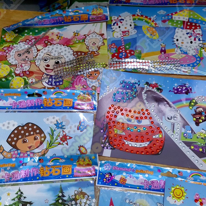 Tranh Đính Đá Size Lớn 19X26Cm Cho Bé Combo 10 Tranh