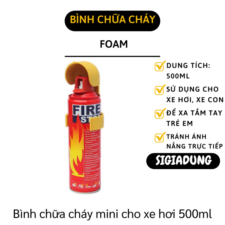Bình chữa cháy mini - Bình cứu hỏa mini phòng chống cháy nổ - Bình cứu hỏa khẩn cấp trên xe ô tô, xe tải 500ml