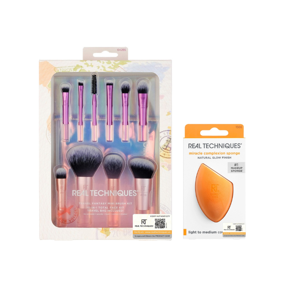 Bộ cọ mini hoàn hảo cho du lịch 10 cây cọ kèm 1 mút RT Real Techniques