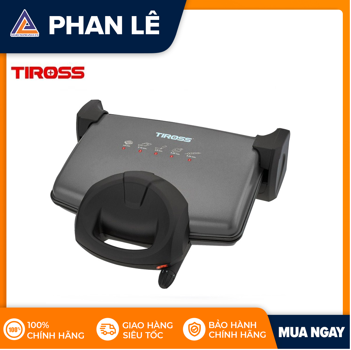 Kẹp nướng điện Tiross TS-9653 (Đỏ)