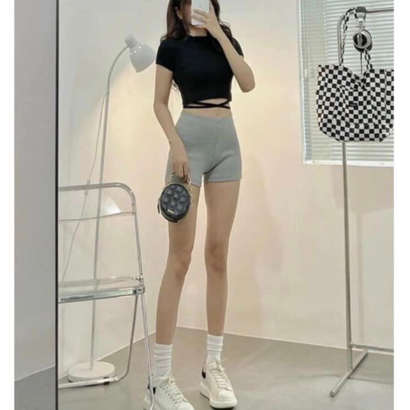 Quần legging đùi ngắn nữ THOITRANGNU_QC9X Quần short form cộc nâng mông tôn dáng ôm bó sát body màu đen xám Quần Legging Đùi Nữ Tập Yoga Quần Short Body Dáng Ôm Boxer Ngắn Phong Cách Thể Thao Ulzzang