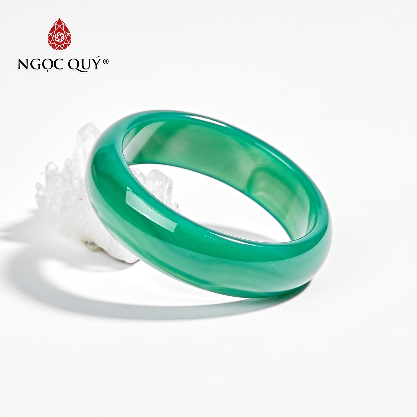 [HCM]Vòng Tay Liền Khối Đá Mã Não Xanh Over-Size Ni 60 Mệnh Mộc Hoả - Ngọc Quý Gemstones