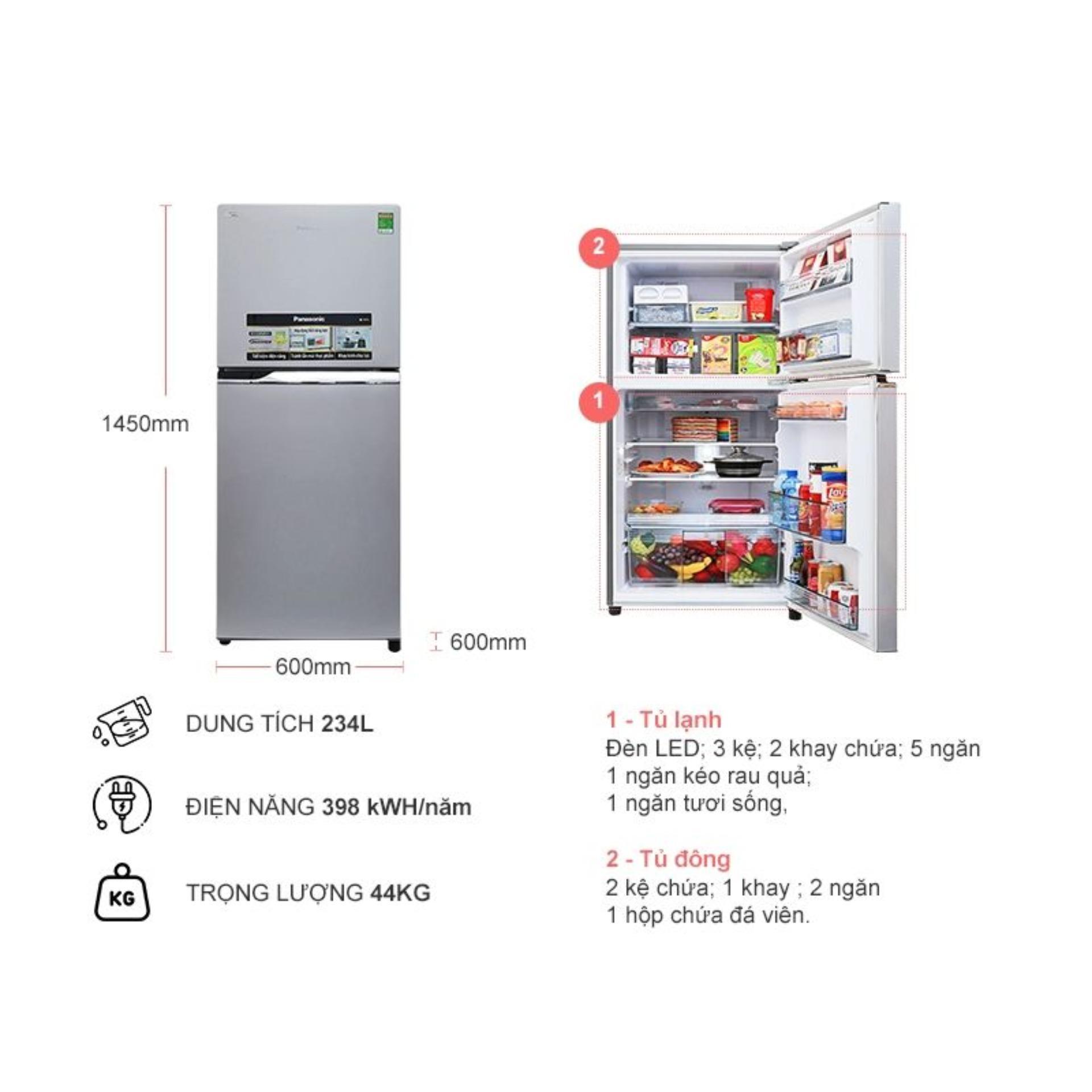 Tủ lạnh Panasonic inverter 234 Lít NR-BL267VSV1