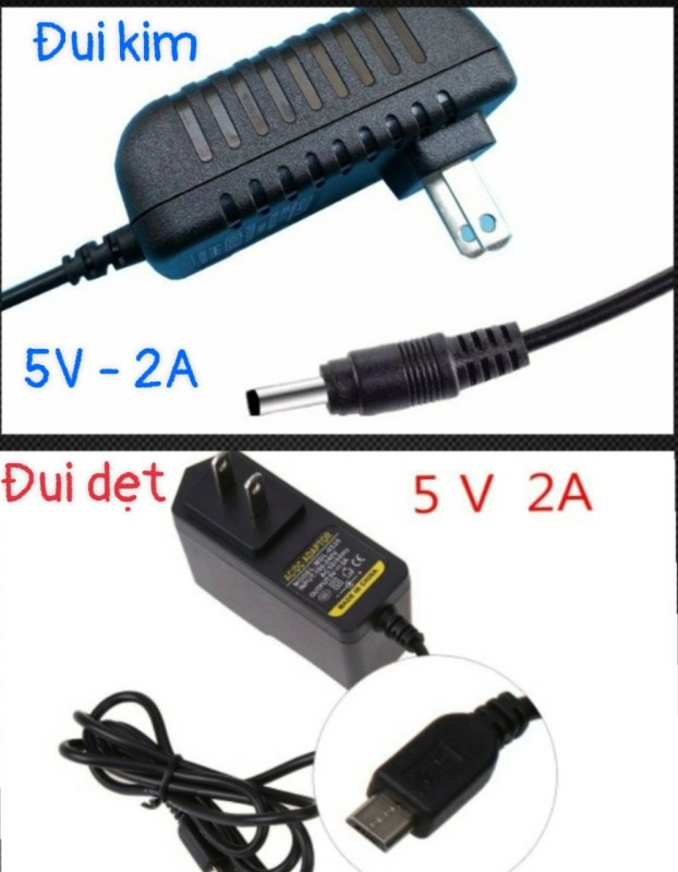 Nguồn Adapter 5V-2A đui kim/đui dẹt- Dùng cho Camera các loại trong nhà