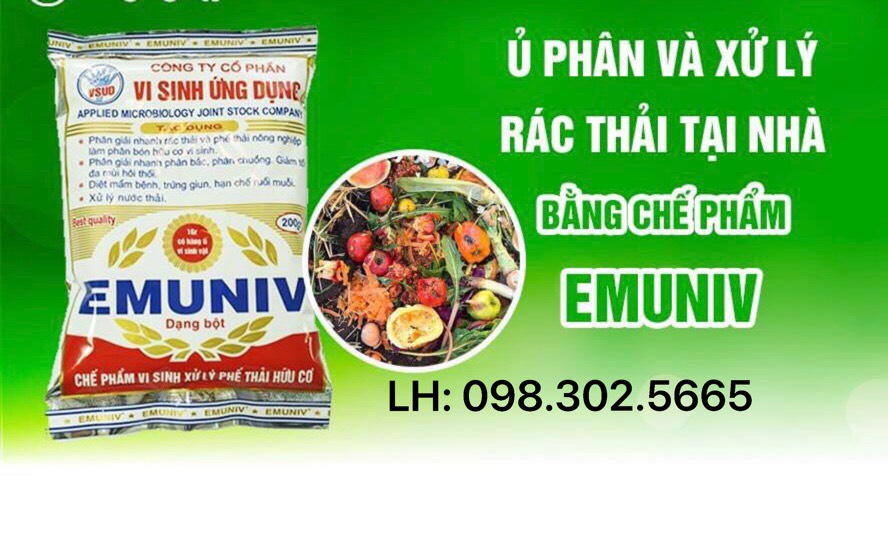 Chế phẩm vi sinh EMUNIV ủ rác, phân giải hữu cơ, khử mùi hôl 200g