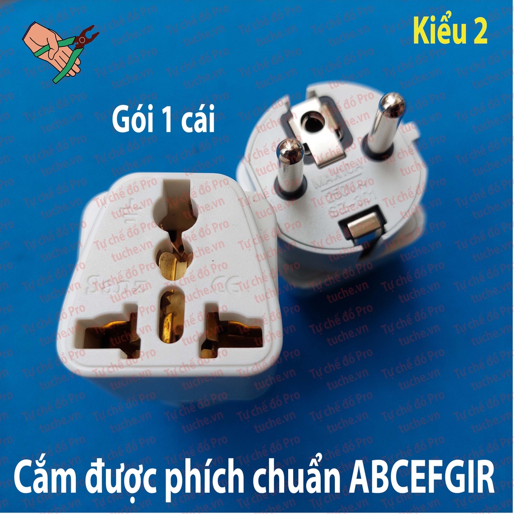 Phích chuyển từ ổ cắm 2 lỗ tròn Châu Âu ra Đa Năng