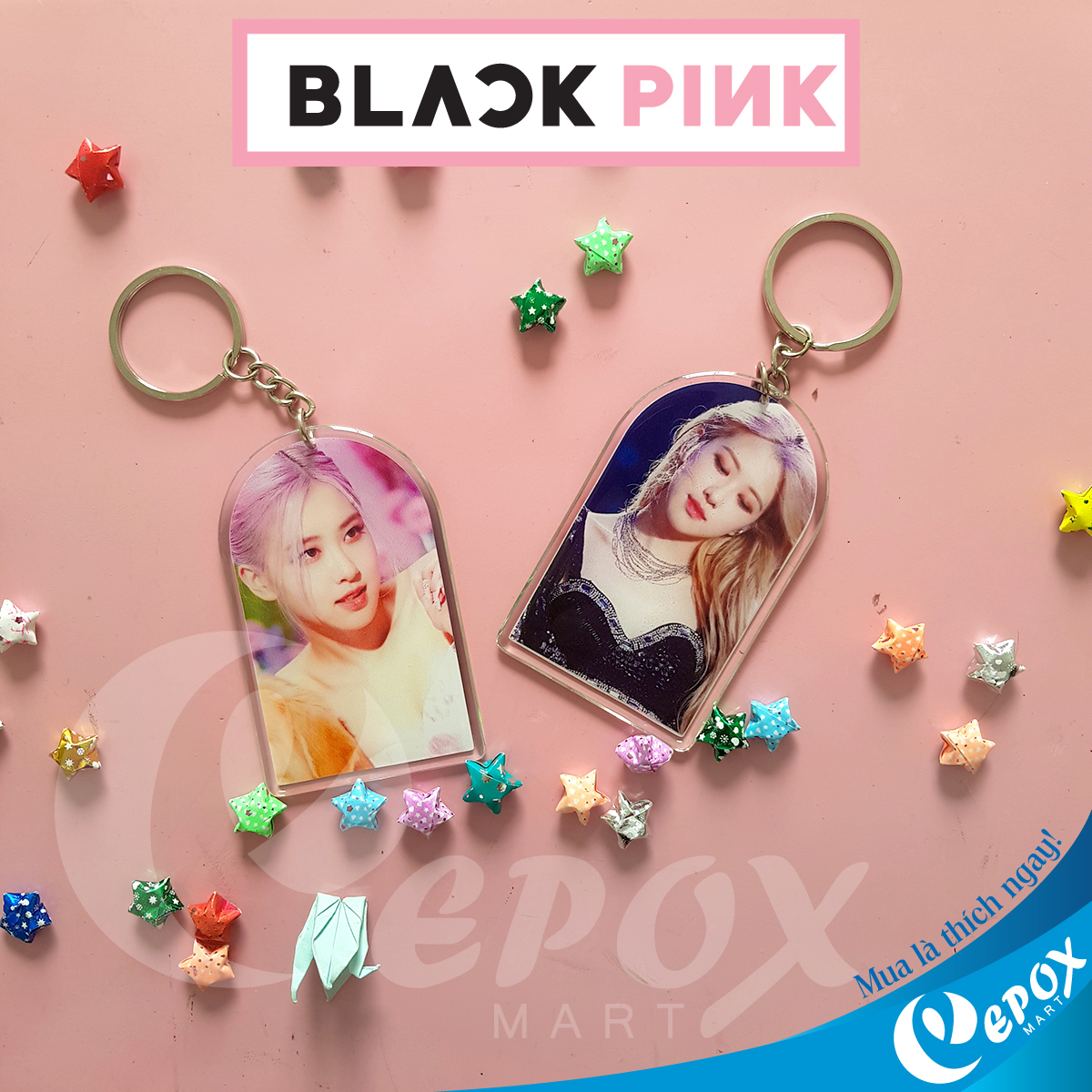 Móc khóa Rose Blackpink đổ keo 8cm
