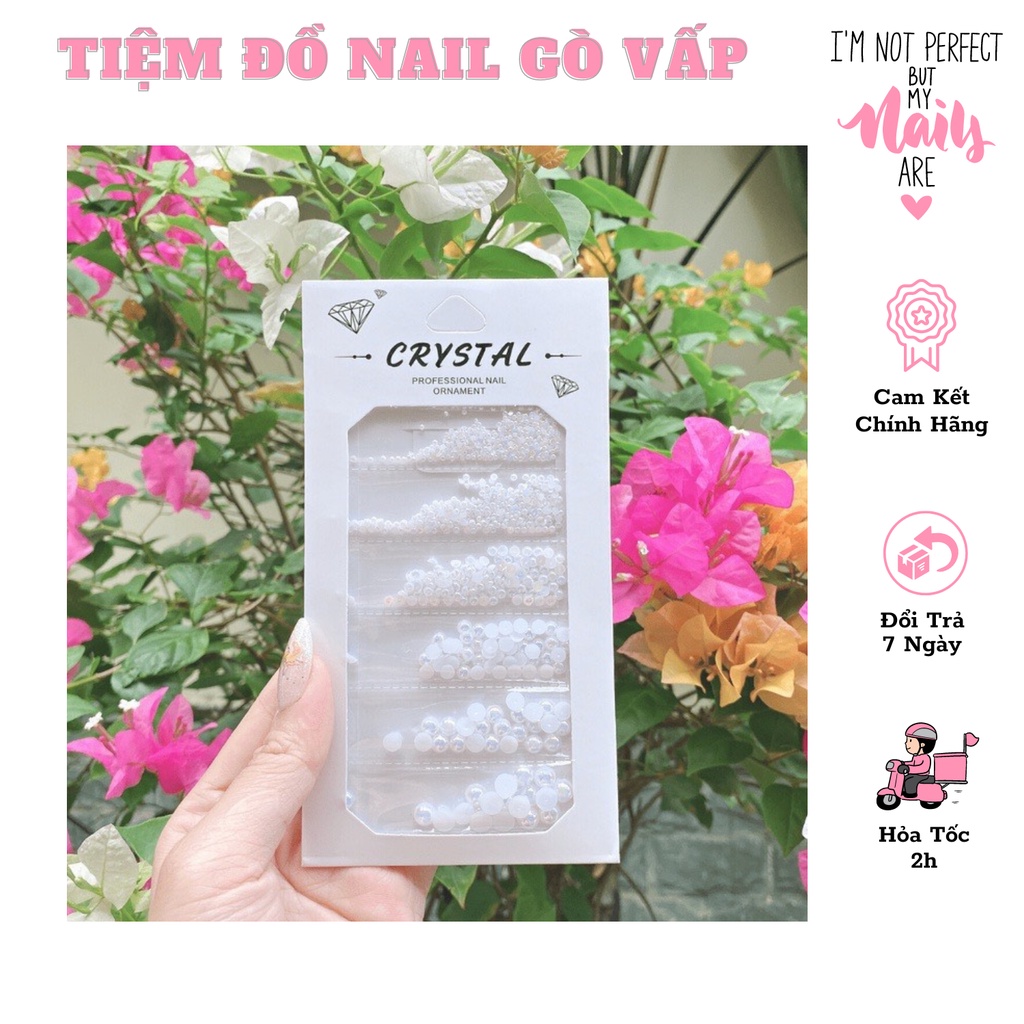 Set Charm Ngọc Trai Nửa Trang Trí Móng Mix Size